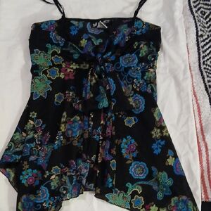 Self Esteem Black and Blue Floral Camisole